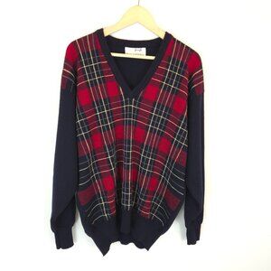 Pringle Of Scotland Men's Wool Tartan Plaid V-Neck Sweater